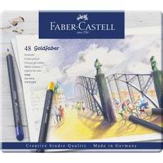 Creioane colorate 48culori/set, cutie metal, Goldfaber, Faber Castell-FC114748