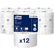 Hartie igienica alba mini jumbo, pt dispenser, 2 straturi,170ml, 12role/bax Tork Premium Soft 110254