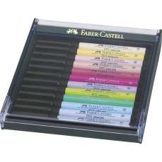 Permanent marker, 12culori/set, varf pensula, nuante pastel, Pitt Artist Pen, Faber Castell-267420