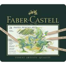 Creioane colorate, in cutie metal, 24culori/set, Pastel Pitt, Faber Castell-FC112124