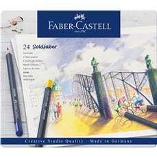 Creioane colorate, in cutie metal, 24culori/set, Goldfaber, Faber Castell-FC114724