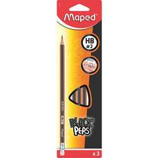 Creion cu guma, HB, 3buc/set, Black Peps Maped
