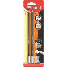 Creion cu guma, HB, 2buc Jumbo si ascutitoare, blister, Maped