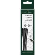 Carbune natural pentru desen, 5-8mm, 12buc/set, Pitt, Faber Castell-FC129298