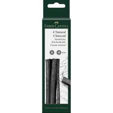 Carbune natural pentru desen, 9-15mm, 4buc/set, Pitt, Faber Castell-FC129498