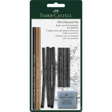 Creioane, carbune si radiera pentru desen si schite, 10piese/set, Pitt, Faber Castell-FC112996