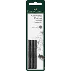 Carbune presat pentru desen, extra soft, 3buc/set, Pitt, Faber Castell-FC129996