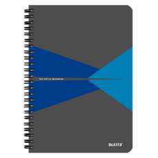 Caiet cu spira A5, 90file, matematica, coperta carton gri/albastru, Office Leitz