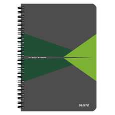 Caiet cu spira A5, 90file, matematica, coperta carton gri/verde, Office Leitz