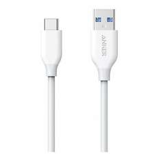 Cablu de date USB  / USB-C, 0,9m, alb, PowerLine Anker