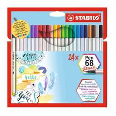 Carioca 24 culori/set, varf tip pensula, Pen 68 Stabilo