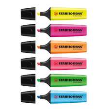 Textmarker 6 culori/set (galben, portocaliu, verde, roz, albastru, rosu), Boss Original Stabilo, SW1