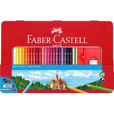 Creioane colorate in cutie metal 48culori/set + 4 accesorii, Faber Castell-FC115888
