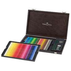Creioane colorate 48culori/set, cutie lemn, Polychromos Faber Castell-FC110006