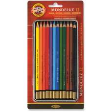 Creioane colorate acuarela, 12culori/set, cutie metal, Mondeluz Aquarell, Koh-I-Noor
