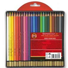Creioane colorate acuarela, 24culori/set, cutie metal, Mondeluz Aquarell, Koh-I-Noor