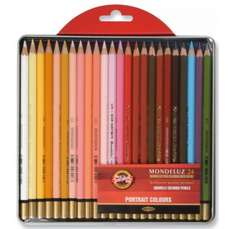 Creioane colorate acuarela, 24culori/set, cutie metal, Portret Mondeluz Aquarell, Koh-I-Noor