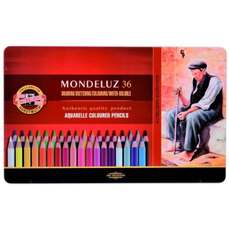 Creioane colorate acuarela, 36culori/set, cutie metal, Mondeluz Aquarell, Koh-I-Noor