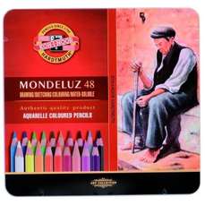 Creioane colorate acuarela, 48culori/set, cutie metal, Mondeluz Aquarell, Koh-I-Noor