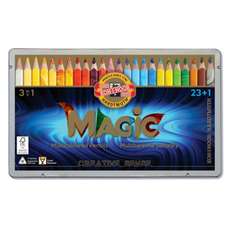 Creioane cu mina multicolora, 24buc/set, cutie metal, Magic Jumbo Koh-I-Noor