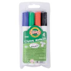 Permanent marker pentru textile 4buc/set (albastru, negru, rosu, verde), varf 2,5 mm, 3205 Koh-I-Noo