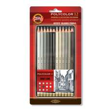 Creioane colorate 12culori/set, nuante gri, Polycolor Koh-I-Noor