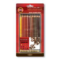 Creioane colorate 12culori/set, nuante maro, Polycolor Koh-I-Noor