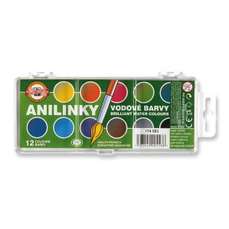 Acuarele pe baza de apa, 12 culori, pastila 22,5mm, Anilinky Koh-I-Noor