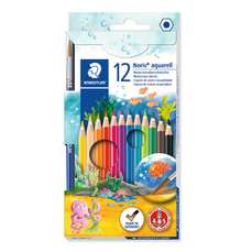 Creioane colorate acuarela, 12culori/set + pensula, Aquarelle Staedtler