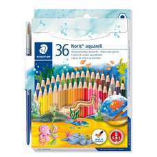 Creioane colorate acuarela, 36culori/set + pensula, Aquarelle Staedtler ST-14410-ND36