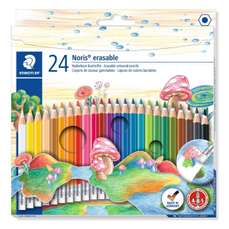 Creioane colorate cu guma, 24culori/set, Noris Staedtler