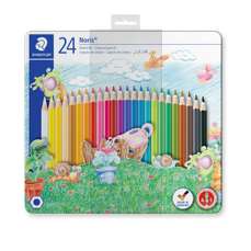 Creioane colorate 24culori/set, cutie metalica, castele, Noris Staedtler