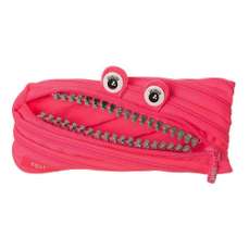 Penar neechipat, 1 fermoar, tip borseta, roz cu dinti argintii, Grillz Monster ZIPIT
