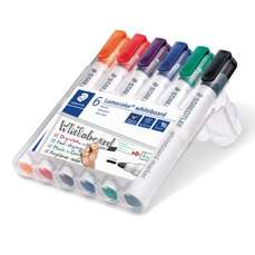 Whiteboard marker 6 culori/set, varf 2,0 mm, Lumocolor 351WP6 Staedtler