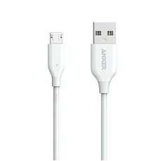 Cablu de date USB / microUSB, 1m, alb, PowerLine Anker