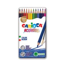 Creioane colorate acuarela, 12culori/set, cutie metal, Acquarell Carioca