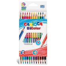Creioane colorate, 12culori/set + ascutitoare, BiColor Maxi Carioca