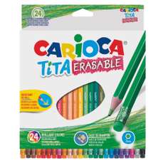 Creioane colorate cu guma 24culori/set, Tita Erasable Carioca