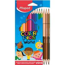 Creioane colorate 12+3culori/set, Color Peps World Maped