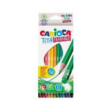 Creioane colorate cu guma 12culori/set, Tita Erasable Carioca