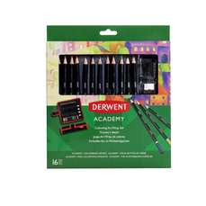 Creioane colorate pentru schite 12culori/set + ascutitoare dubla + 2 guma + rollup, Derwent Academy