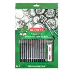 Creioane grafit, 5H-6B, 12 buc/cutie + accesorii, Derwent Academy