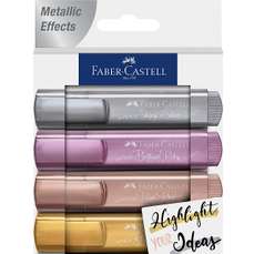 Textmarker 4 culori metalizate/set (auriu, argintiu, rose, rubiniu), Faber Castell-FC154623