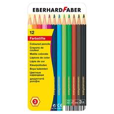 Creioane colorate 12culori/set, cutie metal, Faber Eberhard-EF514813