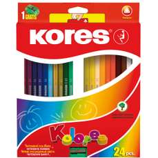 Creioane colorate 24culori/set + ascutitoare, Kores-KO93324
