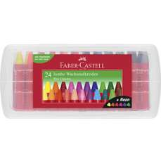 Creioane colorate cerate 24culori/set, cutie plastic, Jumbo Faber Castell