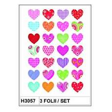 Sticker Decor inimioare colorate, 3folii/set, H3057 HERMA