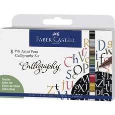 Set caligrafic, 8 culori/set, Pitt Artist Pen Caligrafic Faber Castell, FC167508