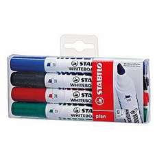 Whiteboard marker 4 buc/set (albastru, negru, rosu, verde), varf 3,0 mm, Stabilo SW13641