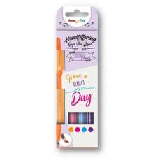 Marker pentru caligrafie, 4culori/set, portocaliu, roz, mov, bleu, Brush Pen Touch Pentel-PESES154CO